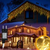 Peviasot Eisregen Weihnachtsbeleuchtung 400 LEDs 10 m Lichtlänge + 5 m Zuleitung, Warmweiß, Lichtervorhang mit 8 Modi, Weihnachtsbeleuchtung für Innenräume, Weihnachten und Party