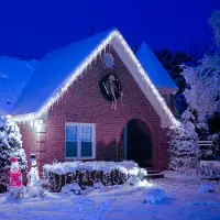 Vigevee Lichterketten LED Lichtervorhang 200 LEDs Kaltweiß, 5 m, 31 V, IP44, 8 Modi, für Fenster und Balkon zu Weihnachten