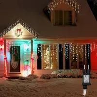 Peviasot Lichterketten Eisregen 600 LED Kaltweiß, 15 m Lichtervorhang, 31 V, IP44, 8 Modi mit Memory für Weihnachten