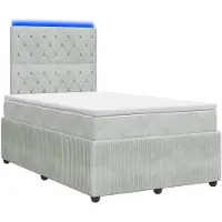 vidaXL LED Boxspringbett mit Matratze Hellgrau 120 x 190 cm Samt