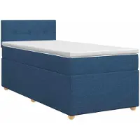 vidaXL Boxspringbett mit Matratze mit Kopfteil Blau 100 x 200 cm Stoff