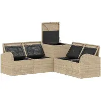 vidaXL Sofa Set 5 stk. Beige und Hellgrau Polyrattan und Stahl