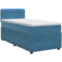 Syfax Boxspringbett mit Matratze mit Kopfteil Blau 90 x 190 cm Samt