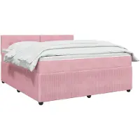 vidaXL Boxspringbett mit Matratze mit Kopfteil Rosa 140 x 200 cm Samt