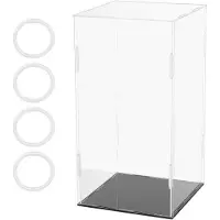 OEM Transparente Acryl-Ausstellungsbox, 16x16x30,5 cm - Selbstmontage, staubdicht, ideal für Actionfiguren und Sammlerstücke mit schwarzem Sockel