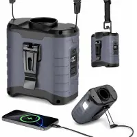 Slyrun Gürtel Ventilator Akku 10000mAh mit Powerbank & COB LED Licht, tragbarer Arbeitsventilator 5 Stufen für Baustelle, Outdoor & Camping