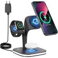 Dopwii 5-in-1 Magnetische Ladestation mit Nachtlicht, 20W, faltbar, Wireless Charger für iPhone, AirPods & Apple Watch