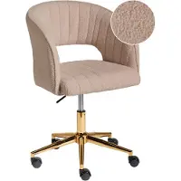 Beliani Bürostuhl Beige Bouclé mit Armlehnen Höhenverstellbar Rollbar Drehbar Home-Office Büro Arbeitszimmer Ausstattung Sitzmöbel Arbeitshocker