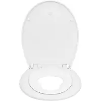 Woltu Toilettensitz mit Kindersitz, Softclose Absenkautomatik, Fix-Clip Schnellbefestigung, Toilettendeckel Ovaler WC Sitz aus Kunststoff