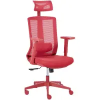 Beliani Bürostuhl Rot Stoff u. Mesh Höhenverstellbar Drehbar Bremsbare Rollen Wippfunktion Verstellbare Armlehnen Kopfstütze Lendenstütze Modern