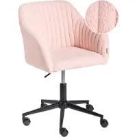 Beliani Arbeitshocker Pastellrosa Bouclé Modern Höhenverstellbar Drehbar Rollbar Bürostuhl Home-Office Büro Arbeitszimmer Ausstattung Sitzmöbel