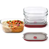 Black & Blum 3er-Set: Lunchboxen mit Deckel in Rot/ Transparent - je 900 ml - onesize