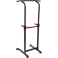 StarTech.com Power Tower Klimmzug- und Dip-Station - MK-4001H - 10-stufig höhenverstellbar 165–210 cm - Belastbar bis 150 kg - Stahlrahmen Homegym - Multifunktion - Schwarz/Rot