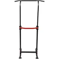 StarTech.com Power Tower Klimmzug- und Dip-Station - MK-4001H Trainingsstation - 10-fach höhenverstellbar 165–210 cm - 150 kg belastbar - Home Gym - Schwarz/Rot