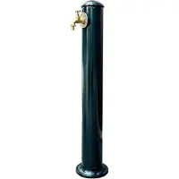 Relaxdays Wasserzapfsäule für Garten, antik, mit Wasserhahn, 3/4 Zoll Anschluss, runde Zapfsäule, 91 cm hoch, grün