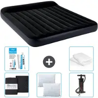 Intex Luftbett - 2 Personen - 183 x 203 x 25 cm - Dunkelblau - Im Lieferumfang enthalten Spannbettuch - Küssen - Pumpe - Reperaturset en Kissenschutz