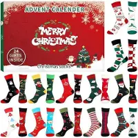 OEM Adventskalender 2025 - Adventskalender - Unisex-Socken-Set, mehrfarbig - 24 Überraschungen - Weihnachtsgeschenk - Bequem und warm - Zufällige Farben - Adventskalender für Weihnachten