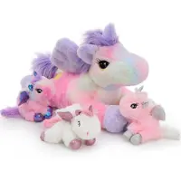 Sonstiges Riesen Einhorn Kuscheltier 50cm XXL mit 3 Babys im Bauch, leuchtet im Dunkeln, Lilac-Rosa