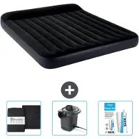 Intex Luftbett - 2 Personen - 183 x 203 x 25 cm - Dunkelblau - Im Lieferumfang enthalten Spannbettuch - Pumpe en Reperaturset