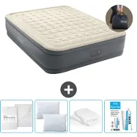 OEM Doppelbett - 2 Personen - 152 x 203 x 46 cm - Grau - Mit Pumpe - Bettwäsche - Kissen - Reparaturset und Kissenbeschützer
