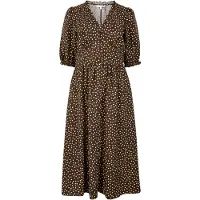 Apricot Midikleid "Polka-Dot Rüschenkleid" Gemustert