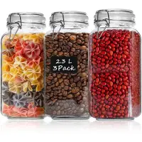 Markenlos Glasbehälter Set 3 Stück, 2,3 L, luftdicht mit Clipsverschluss
