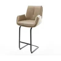 DELIFE Barstuhl Clea-Flex Mikrofaser Beige Vintage Freischwinger Flach Metall Schwarz