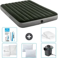Intex Luftbett – 2 Personen – 152 x 203 x 25 cm – Grün – im Lieferumfang enthalten Spannbettuch - Küssen - Pumpe - Reperaturset en Kissenschutz