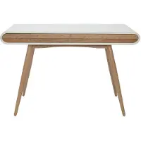 Miliboo - Schreibtisch mit 2 Schubladen im skandinavischen Stil aus hellem Holz und weiß L120 cm BJORG