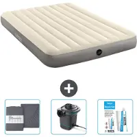 Intex Luftbett – 2 Personen – 152 x 203 x 25 cm – Beige – im Lieferumfang enthalten Spannbettuch - Pumpe en Reperaturset