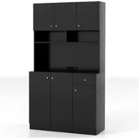 Helloshop26 - Aufbewahrungsschrank 100 x 40 x 181 cm mit USB-Anschluss und verstellbaren Einlegeböden modernes Design schwarzes MDF
