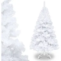 Izrielar 180cm Künstlicher Weihnachtsbaum, Tannenbaum mit Metallständer, Christbaum 770 Spitzen PVC Nadeln, Kunstbaum Weihnachten Klappsystem weiß