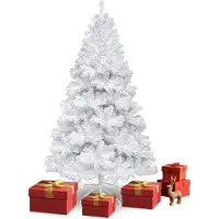 Peviasot 150cm Künstlicher Weihnachtsbaum mit 400 Spitzen PVC, Tannenbaum mit Ständer, Christbaum Kunstbaum Weiß