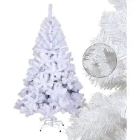 Jayseuw 150cm Künstlicher Weihnachtsbaum mit 488 Spitzen PVC, Tannenbaum mit Ständer, Christbaum Kunstbaum Weiß