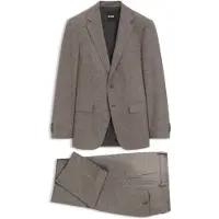 BOSS Gemusterter Slim-Fit Anzug aus italienischer Schurwolle Grösse 56