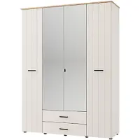 Dmora Pokhar - Großer Kleiderschrank, 157x208h cm Cremeweiß, 2 Schubladen