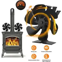 Fiqops Kaminventilator Ofenventilator Kaminofen Ventilator ohne Strom 6 Blatt Heizlüfter Ventilator Fan Stromloser Kaminofen