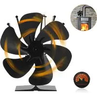 TolleTour Kaminofen Ventilator 6 Flügel-Ofenventilator Stromloser Leiser Betrieb, Wärmebetriebener Ventilator mit Thermometer, Kaminöfen Ohne Strom Ofenventilator ohne strom