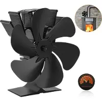 Jiubiaz Kaminofen Ventilator 6 Flügel-Ofenventilator Stromloser Leiser Betrieb, Wärmebetriebener Ventilator mit Thermometer, Kaminöfen Ohne Strom Ofenventilator ohne strom
