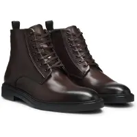 BOSS für Herren. 50573364 Braune Lederstiefeletten Calev (44), Wohnung, Schnürsenkel, Lässig