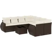 vidaXL 9-tlg. Garten-Sofagarnitur mit Kissen Braun Poly Rattan