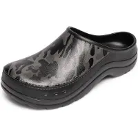 Ladeheid Gartenclogs für Herren Ultraleicht EVA Gartenschuhe LA-CA-ComoHappyMan (Schwarz/Grau Tarnmuster, 42)