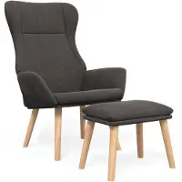 DKD Home Decor Relaxsessel mit Hocker Dunkelgrau Stoff