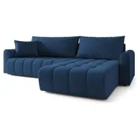 Masseno Ecksofa FRIGA mit Schlaffunktion L-Form, Sofa mit Bettkasten, Wohnzimmersofa, Couch, Soffa, Bettsofa, Couchgarnitur- Blau, ARAGON 79