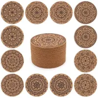 OEM Kunststoffen Indiaische Blumen-Motiv-Unterteller 10 cm Ø, 12 Stück, für Tisch, Bar, Kaffeetisch, Deko, Geschenk