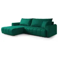 Masseno ECKSOFA FRIGA Grün Velours-Stoff mit Schlaffunktion