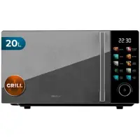 Cecotec Mikrowelle Proclean 6130 Black. 20 Liter, 700 W und Grill 800 W, 8 Programme, 10 Leistungsstufen, Touchscreen