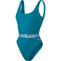 Speedo - Badeanzug für Damen, Tiefer Rückenausschnitt (Grün)