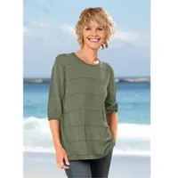 DW-Shop Leinen-Mix-Pullover in khaki in Größe 40/42 von , Khaki, 40/42