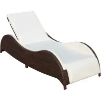 vidaXL Sonnenliege mit Polsterauflage Poly Rattan Braun